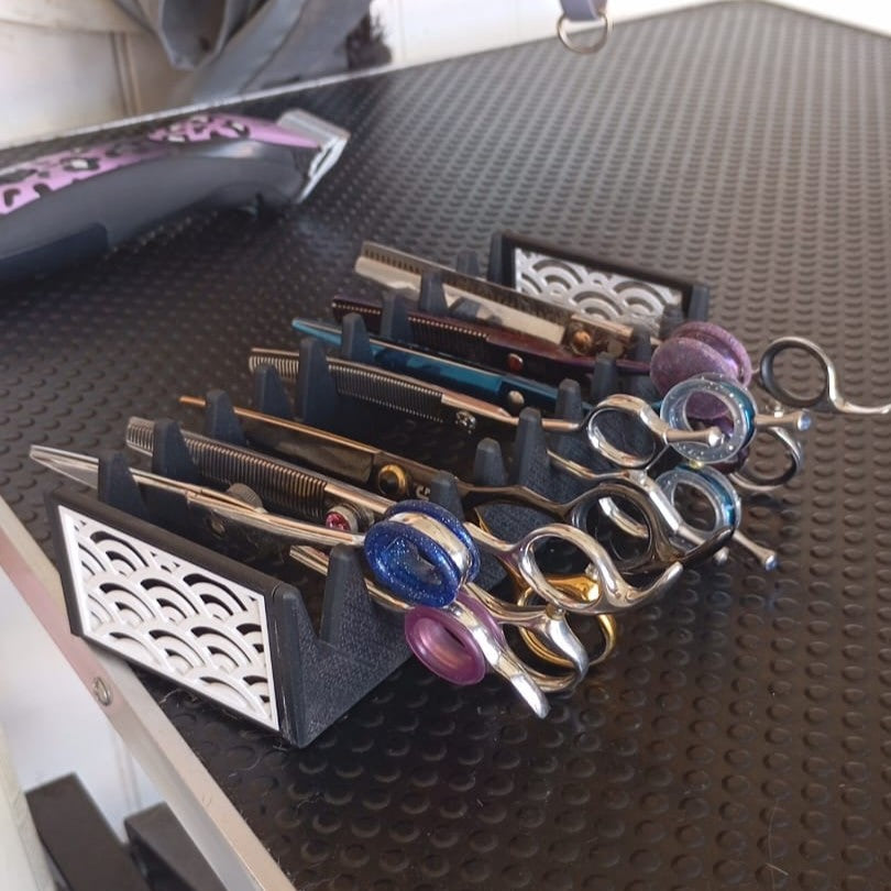 Wave Pattern Dog Grooming Scissor Holder | Premium 10 Slot Stand