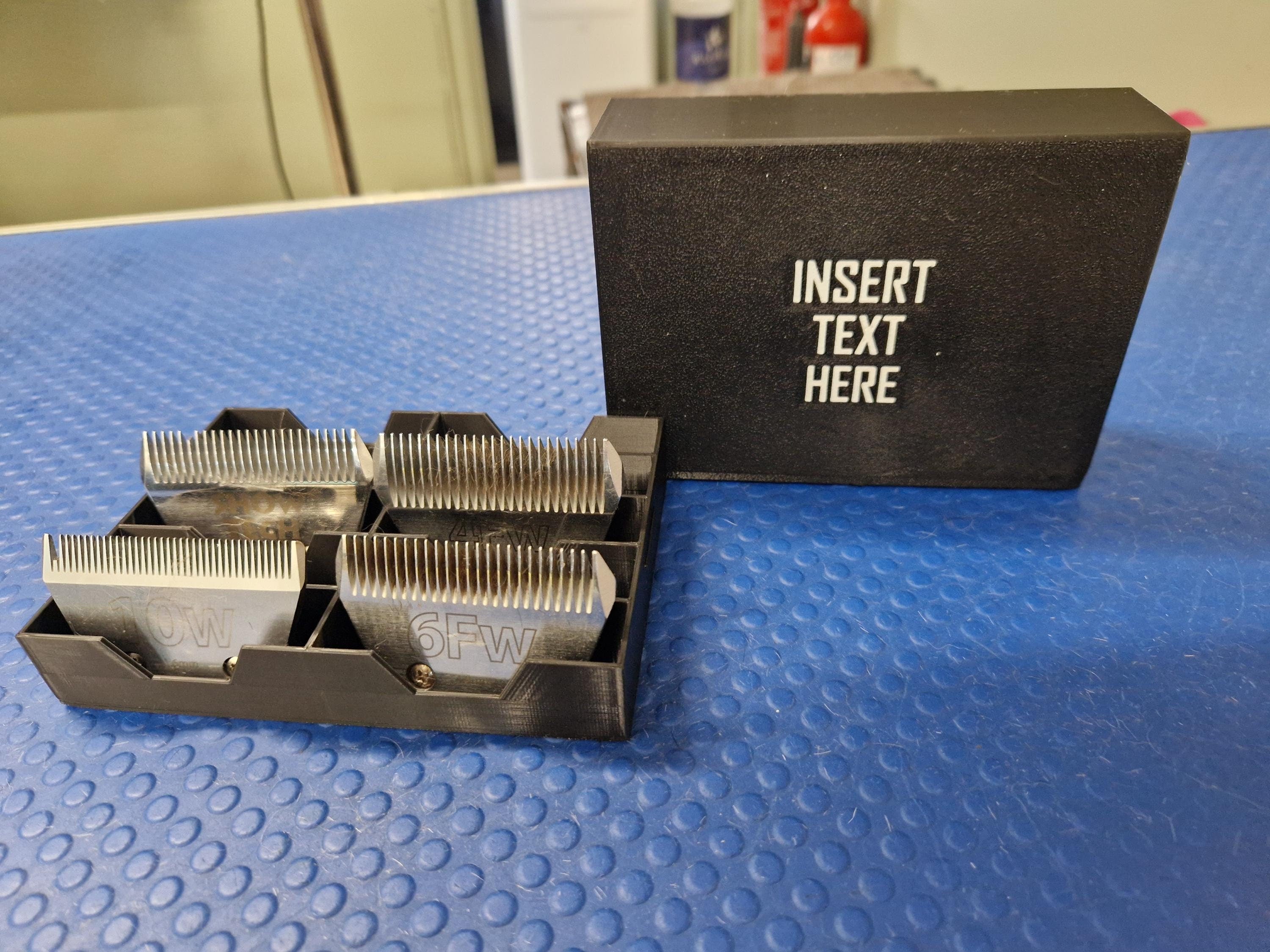 Dog Grooming Clipper Blade Organiser with Personalised Lid