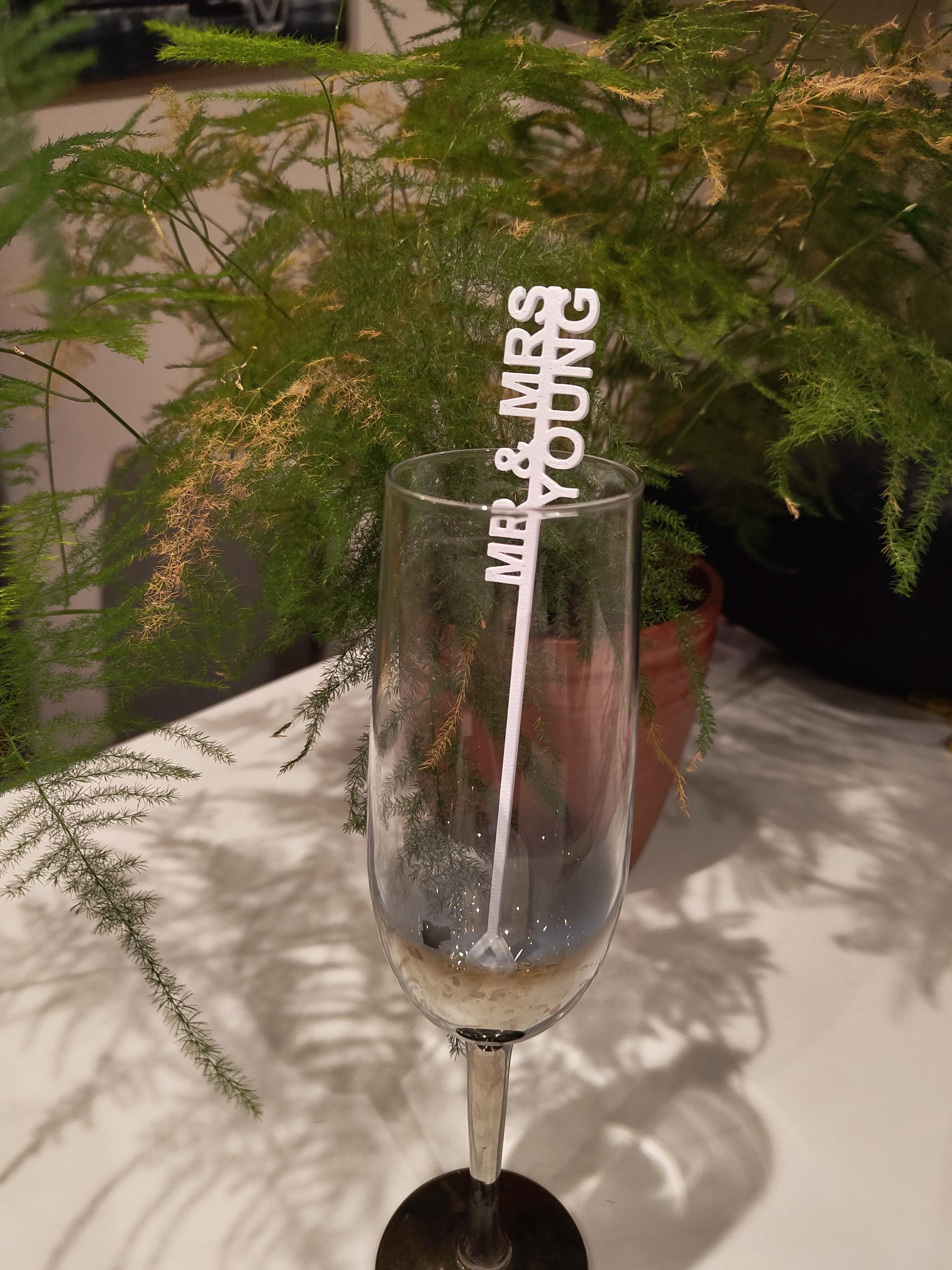 Personalised Wedding Drinks Stirrers - Love Heart