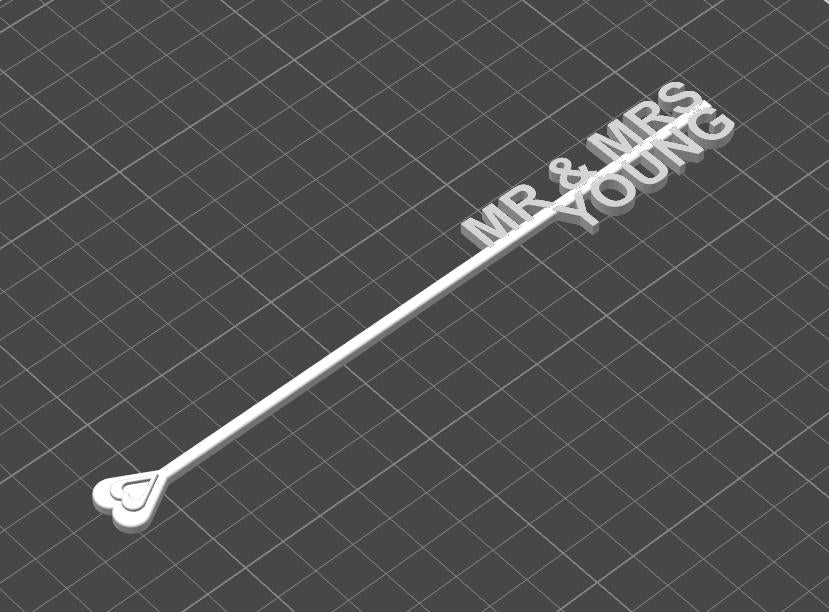 Personalised Wedding Drinks Stirrers - Love Heart